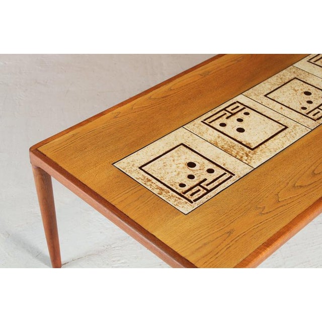 Mid-Century Danish Rectangular Teak Coffee Table with a Tile Inlays by HW Klein for Bramin, 1960s For Sale - Image 4 of 9