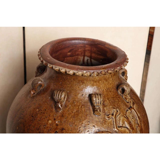 Tall Antique Ming Dynasty Martaban Jar From China, 15th-16th Century For Sale - Image 4 of 10