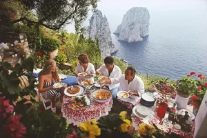 Original Slim Aarons Dining Al Fresco on Capri Print, 40"x30"