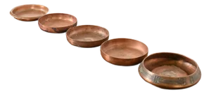 Heintz Arts & Crafts Sterling Silver on Bronze Nesting Ashtrays or Catchalls, Set of Five