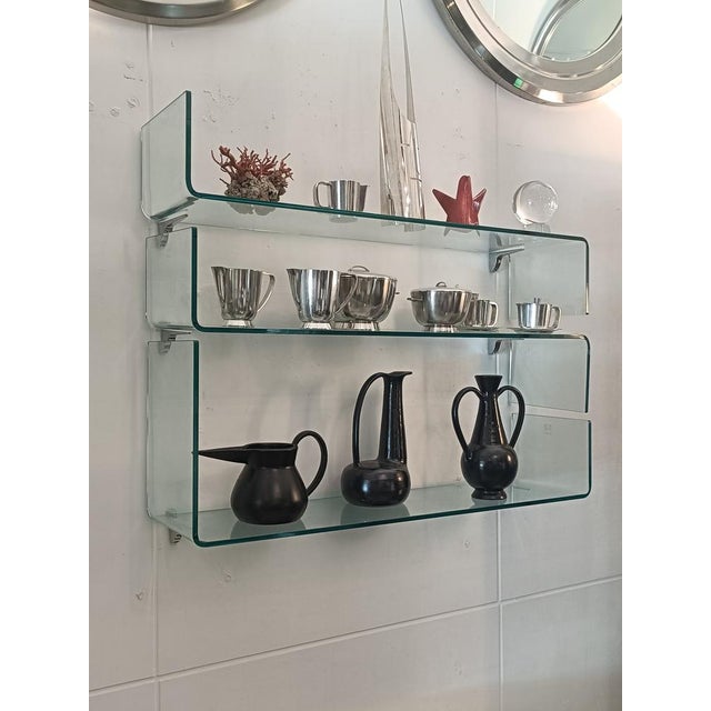Glass Babila Shelves by Luca Casini for Fiam, Italy, 1990s, Set of 3 For Sale - Image 8 of 10