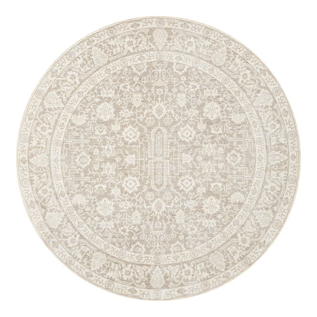 Amber Lewis x Loloi Zuma Sand / Stone 5'-3" x 5'-3" Round Area Rug For Sale