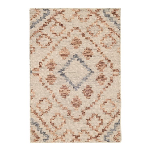 Kit Kemp for Dash & Albert Jelly Roll Sky Woven Wool Rug, 3' x 5' For Sale