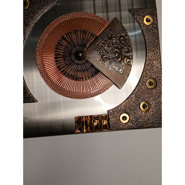 1970's Brutalist Mixed Metal High Relief Wall Decor. By Stephen Chun For Sale - Image 11 of 15