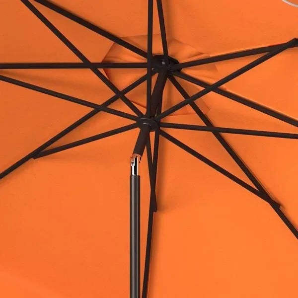 Safavieh Venice Single Scallop 9ft Crank Outdoor Push Button Tilt Umbrella - Orange For Sale - Image 4 of 5