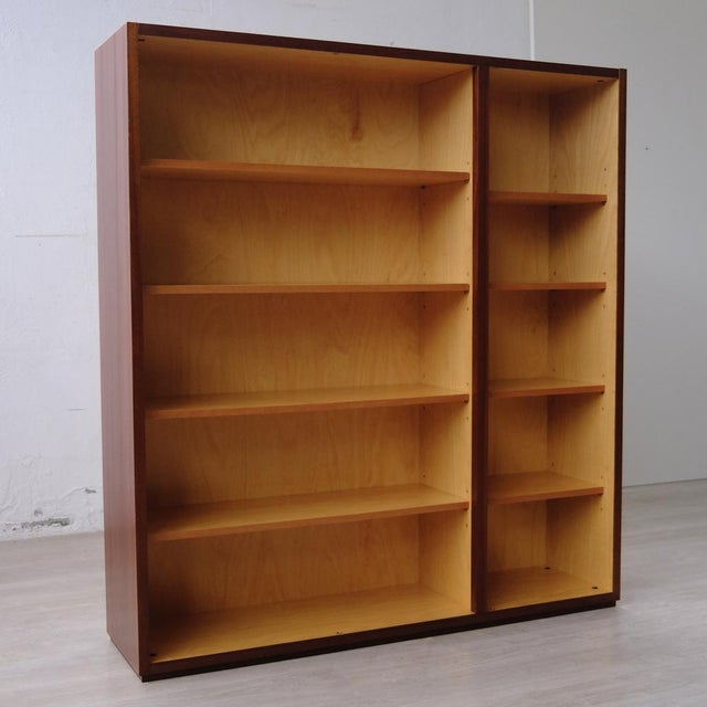 Brown Vintage Italian Bookcase with Adjustable Shelves, 1950s For Sale - Image 8 of 13