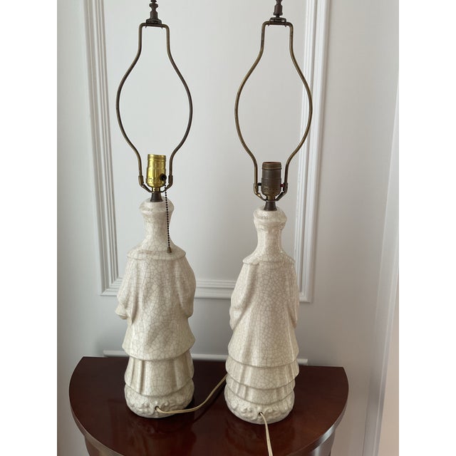 Ivory 1950s Chinese Royal Couple Lamp - a Pair For Sale - Image 8 of 10