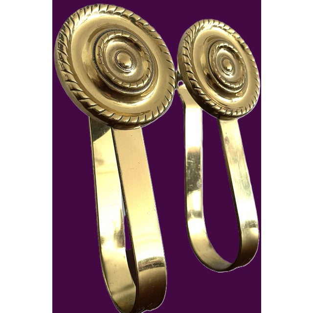 French Art Deco Brass Curtain Holdbacks, 1940s, Set of 2 For Sale - Image 9 of 9