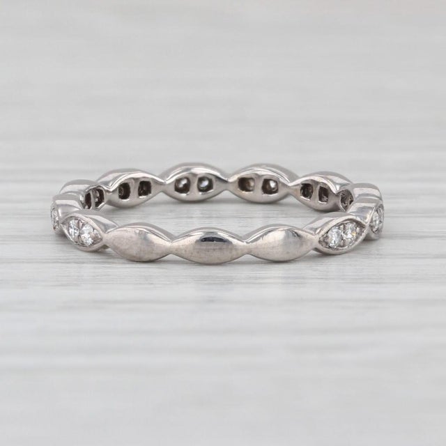 0.20ctw Diamond Band 18k White Gold Stackable Wedding Ring Size 6 For Sale In Greensboro - Image 6 of 8