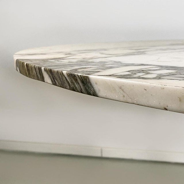 Mid-Century Modern Italian Round Marble, Metal and Brass Dining Table, 1950s For Sale - Image 6 of 12