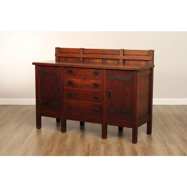 Gustav Stickley Mission Eight Leg Oak Sideboard For Sale - Image 10 of 12