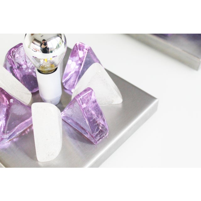 Metal Brutalist Glass Wall Sconces by Albano Poli for Poliarte, 1970s, Set of 2 For Sale - Image 7 of 11