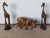Group of 3 Mid 20th Century African Handcarved Hardwood Sculptures of Rhinoceros and a Pair of Giraffes For Sale - Image 10 of 12