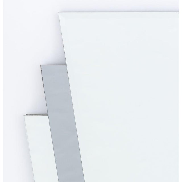 Skyscraper Style Fan Form Beveled Glass Mirror. 40.5" H x 26" W x 2" D. Provenance: From a Brooklyn Collection.