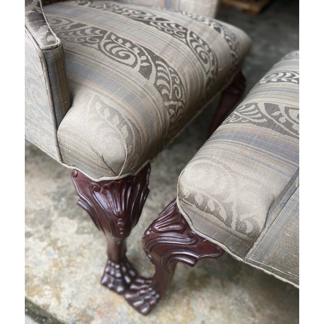 1990s Pair of Vintage Baker Georgian Style Library Chairs For Sale - Image 5 of 12