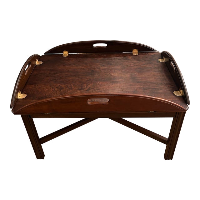 1970’s Ethan Allen “Georgian Court” Butlers Tray Coffee Table For Sale