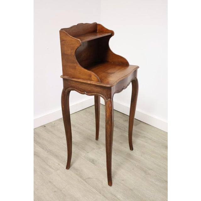 Antique French Louis XV Walnut Table De Chevet Bedside Stand With Drawer, C. 1890 For Sale - Image 4 of 10