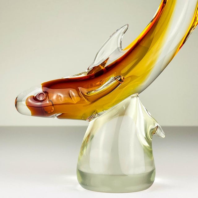 Brown Original Murano Glass Sculpture of Shark by Michele Rossetto, Italy, 1979 For Sale - Image 8 of 14