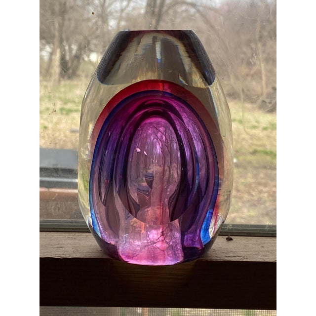 Mid-Century Modern 1960's Murano Purple Sommerso Glass Faceted 5.25" Tall Vase For Sale - Image 3 of 4