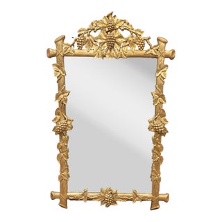 Beautiful Vintage Gold Grape Carved Mirror For Sale