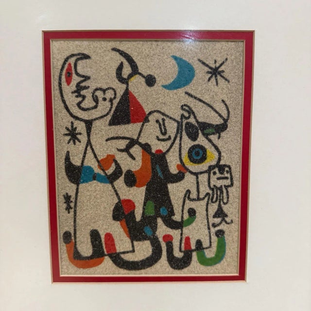 Mid-Century Modern Mid-Century Modern Sand Art Painting, Abstract Surrealism Unsigned Joan Miro Era For Sale - Image 3 of 9