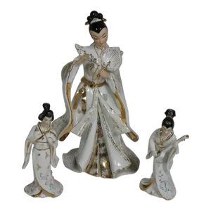 Vintage Porcelain Japanese Geisha Figurines- Set of 3