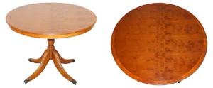 Burr Yew Wood Round Tilt-Top Dining Table