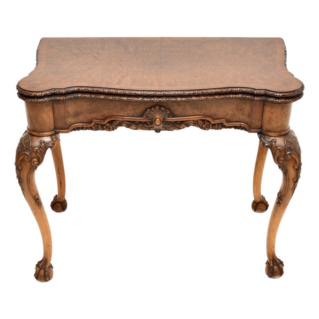 Burr Walnut Card Table, 1900s For Sale