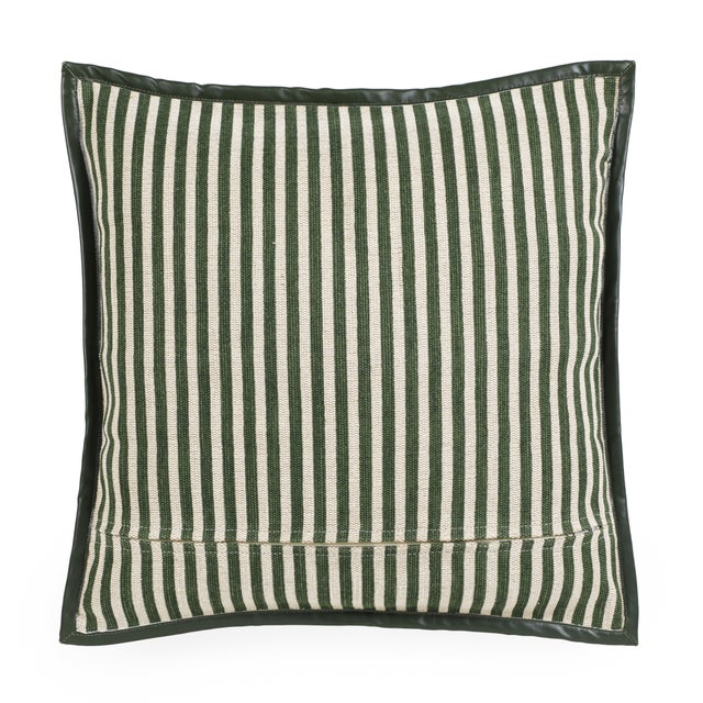 Boho Chic Kora Striped Green Cotton Jute Throw Pillow For Sale - Image 3 of 5