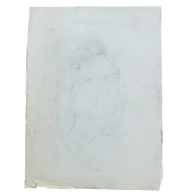 Charcoal Large Vintage Charcoal Portrait Drawing of a Woman With Rolled Curl For Sale - Image 8 of 8