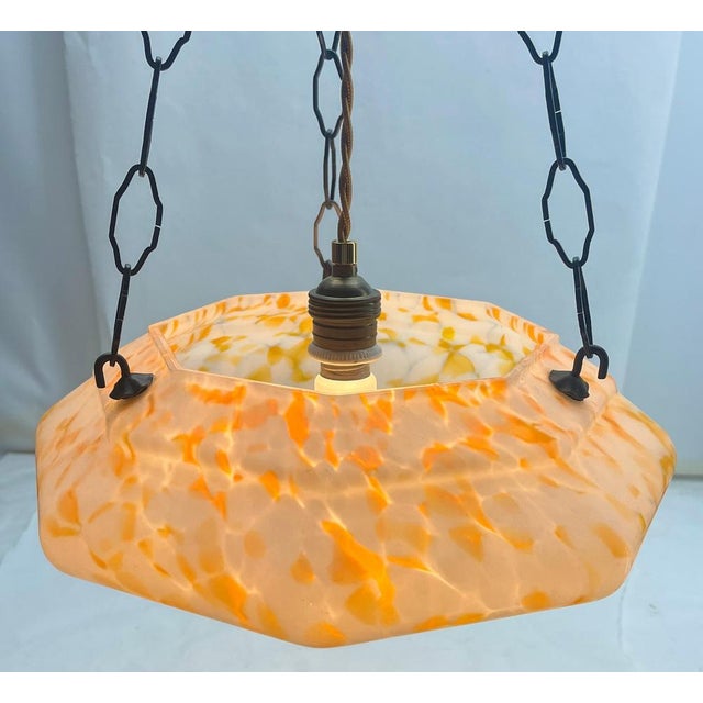 Glass Art Deco Opaline Ceiling Lamp from Scailmont, Belgium, 1930s For Sale - Image 7 of 17