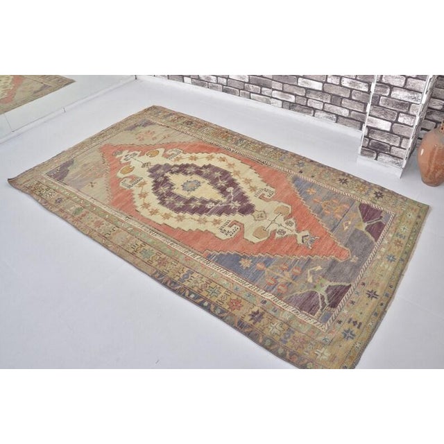 Oushak Vintage Area Carpet For Sale - Image 4 of 10