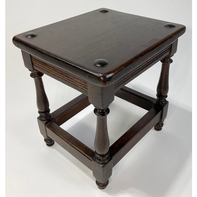 Wood Antique English Oak Pegged Joint Stool For Sale - Image 7 of 11