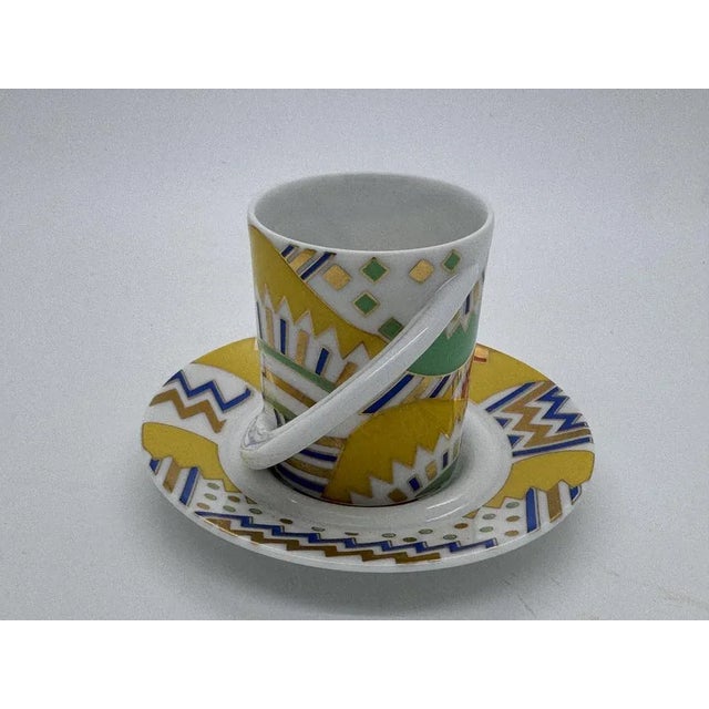 Postmodern cup and saucer set "Espresso Collector's Cup" by Laura Fiume for Rosenthal Studio-Line, circa 1990s. This...