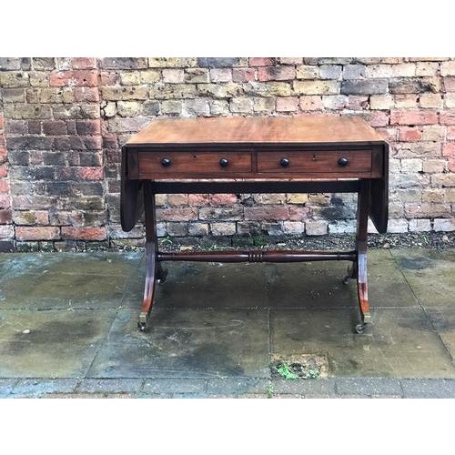 Regency Sofa Table in Cuban Mahogany with Inlay For Sale - Image 5 of 14