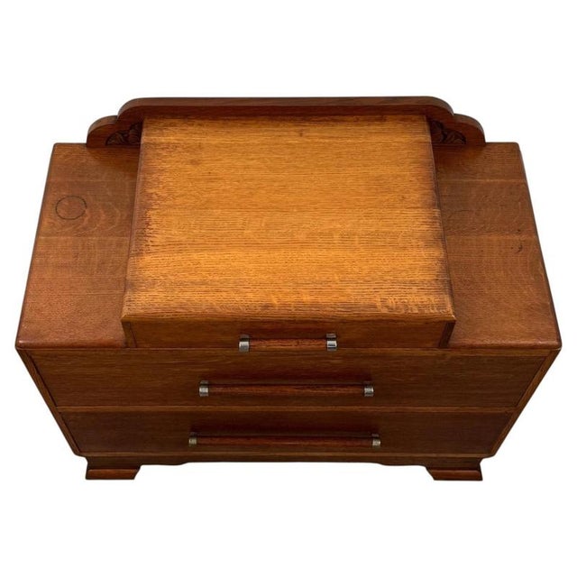 2000 - 2009 Vintage English Oak Low Chest of Drawers, 1900s For Sale - Image 5 of 12