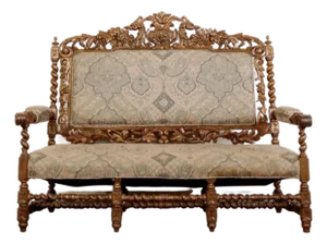 19th Century Carved Tapestry Bench