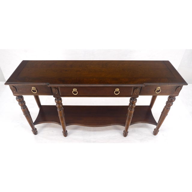 Spanish Colonial Style 3 Drawers 60" Wide Console Table Credenza Brass Pulls MINT