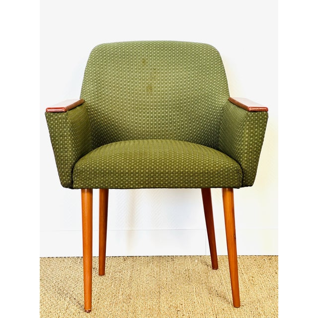 Vintage Chair in Green Upholstery, 1960 For Sale - Image 10 of 12