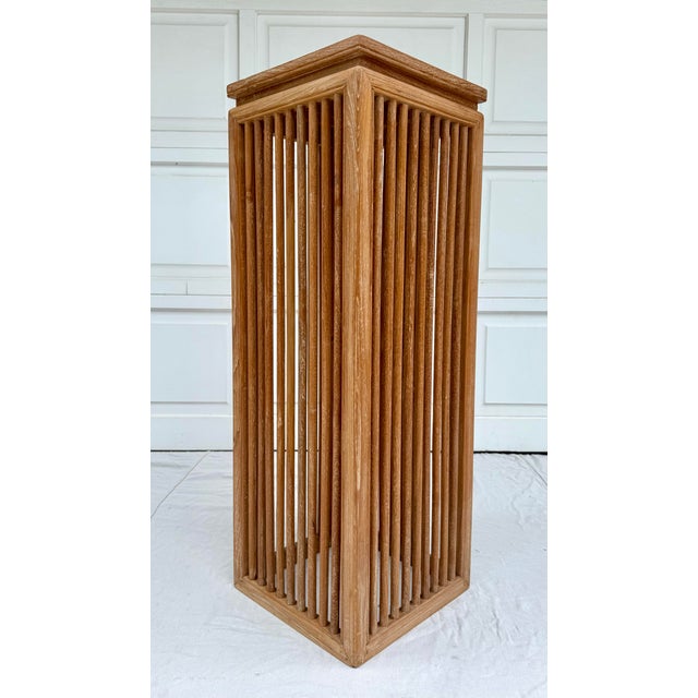 Contemporary Organic Cerused Wood Bleached Slatted Pedestal Stand For Sale In Los Angeles - Image 6 of 10