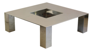 Square Tebe Coffee Table in Steel by Giovanni Offredi for Saporiti, 1970s