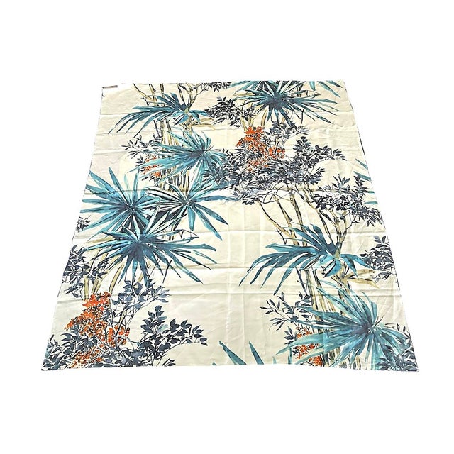 2010s Jim Thompson Cassia Fabric in Teal, 56"/1.5 Yards For Sale - Image 5 of 11