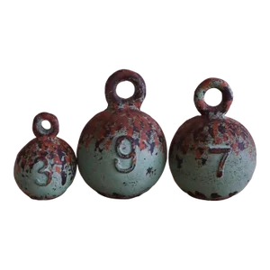 Rare Antique Iron Scale Weights (Set/3)