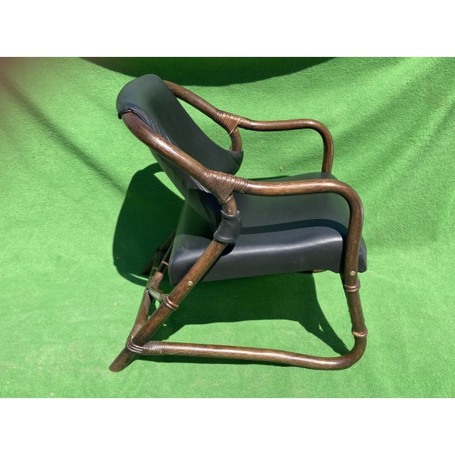 Black Set of Bamboo Lounge Chairs with Skai Leather For Sale - Image 8 of 14