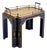 Vintage Regency Style Black Lacquer and Brass Side Table With Chinoiserie Detail For Sale