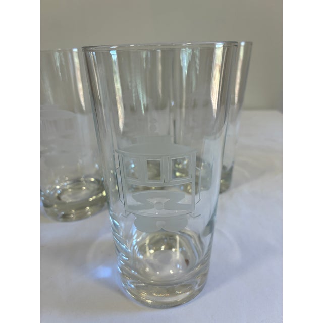 Vintage Etched Streetcar Tumbler Glasses, Set of 4 For Sale - Image 4 of 8