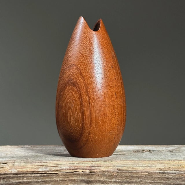 Vintage Danish Mid Century Hand Turned Vase and Candlestick Holder For Sale In Philadelphia - Image 6 of 9