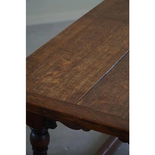Wood Baroque Style Desk / Dining Table in Oak, 1970s For Sale - Image 7 of 13