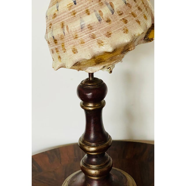 Vintage Faux Sea Shell Handpainted on Wood Stand For Sale In Miami - Image 6 of 6