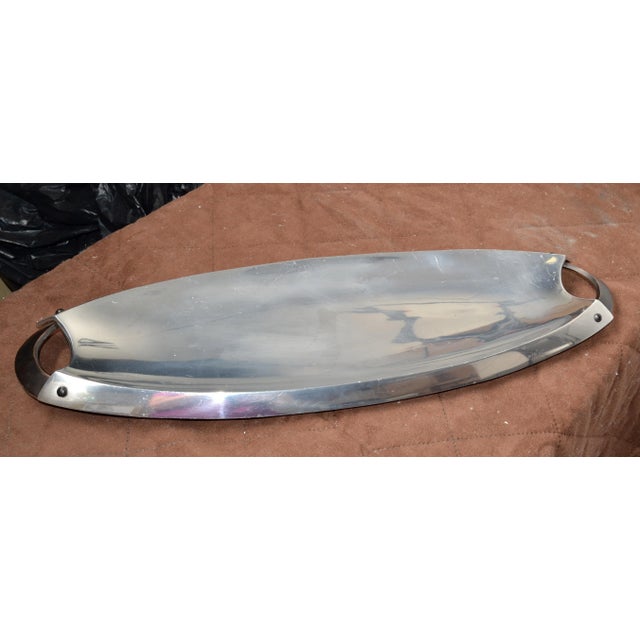 1980s 1980s Dansk Oval Aluminum Holloware Brass Bronze Finish Serving Platter For Sale - Image 5 of 13